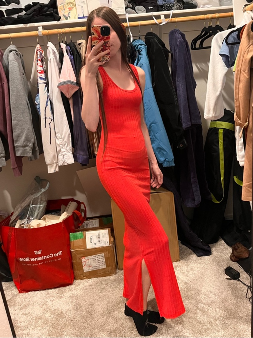 Derek Heart Tank Ribbed Maxi Dress - Coral pink - Picture 5 of 5